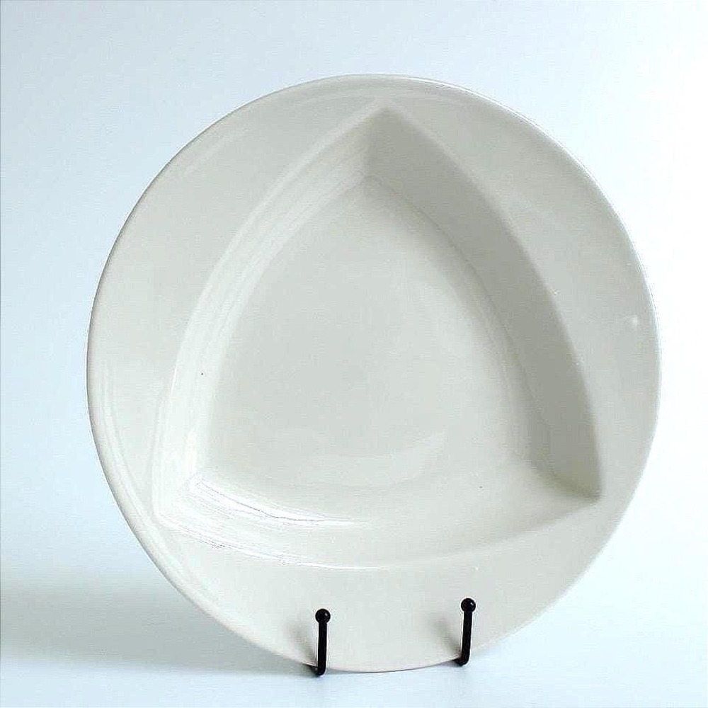 Homer Laughlin China Ivory Round Plate Triangular Well Mid Century Modern USA